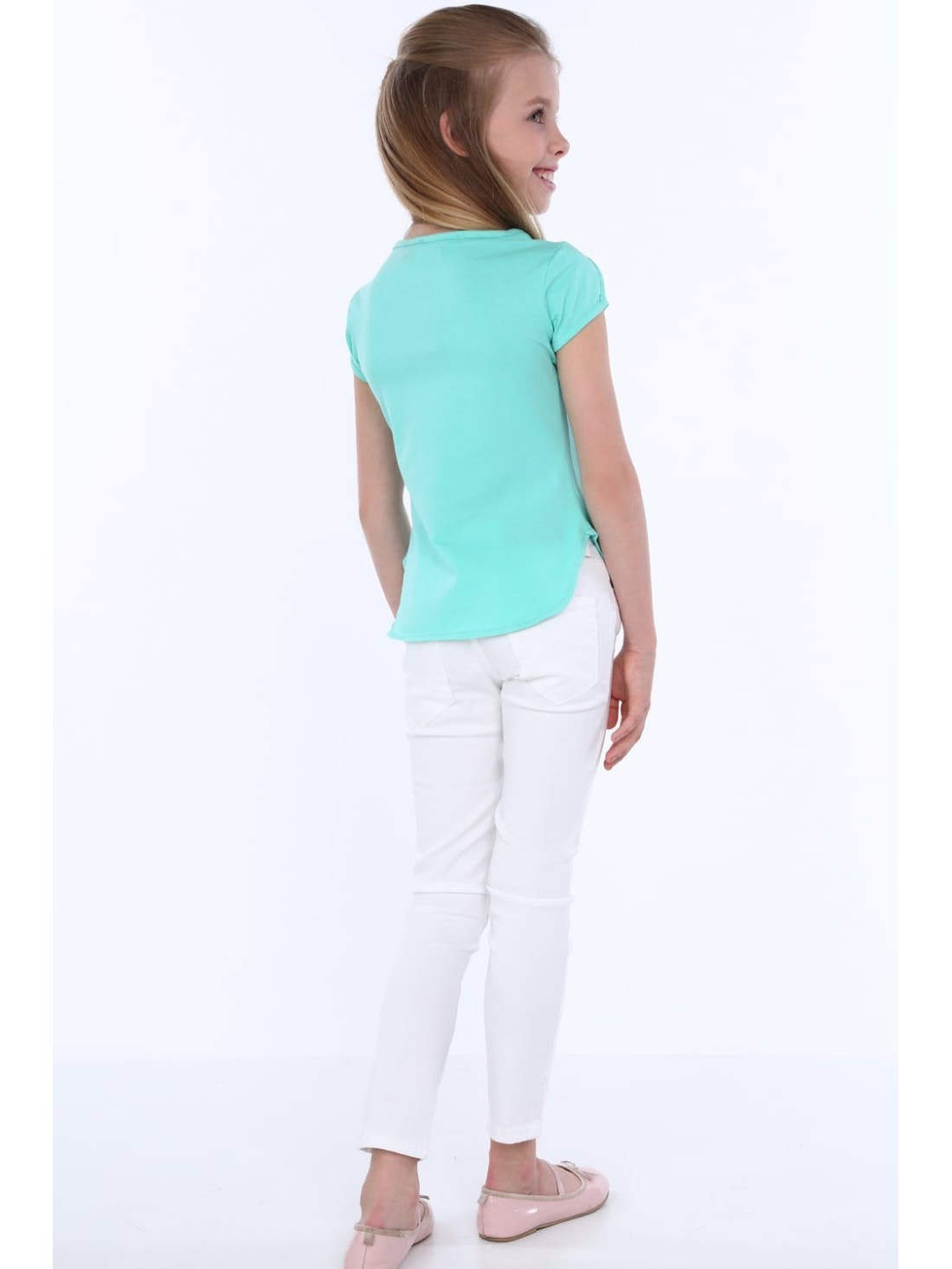 Pantaloni fete cu crampoane plate, alb NDZ310 - Magazin online - Boutique